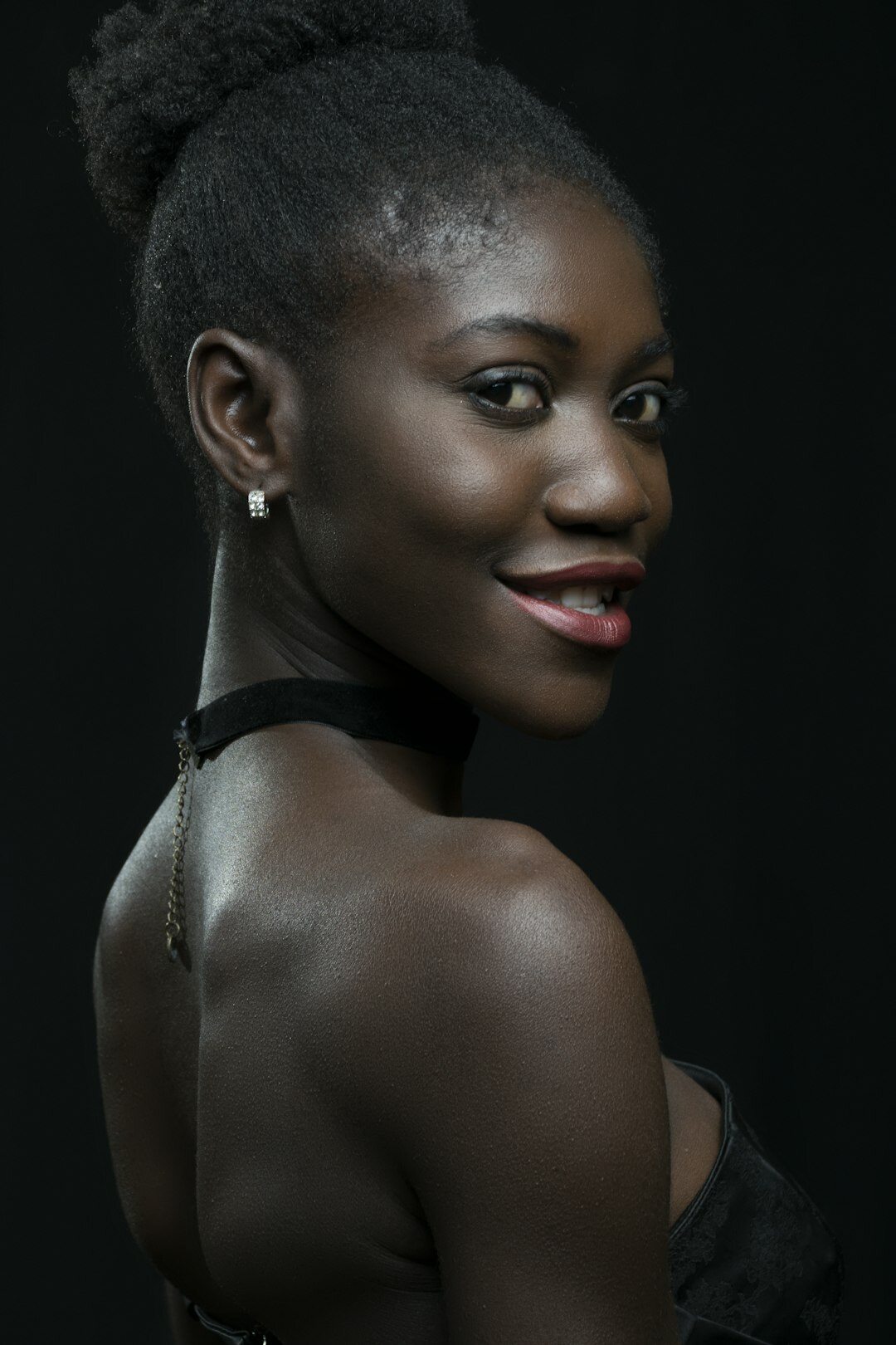 Studio portrait of a young Uruguayan actress smiling